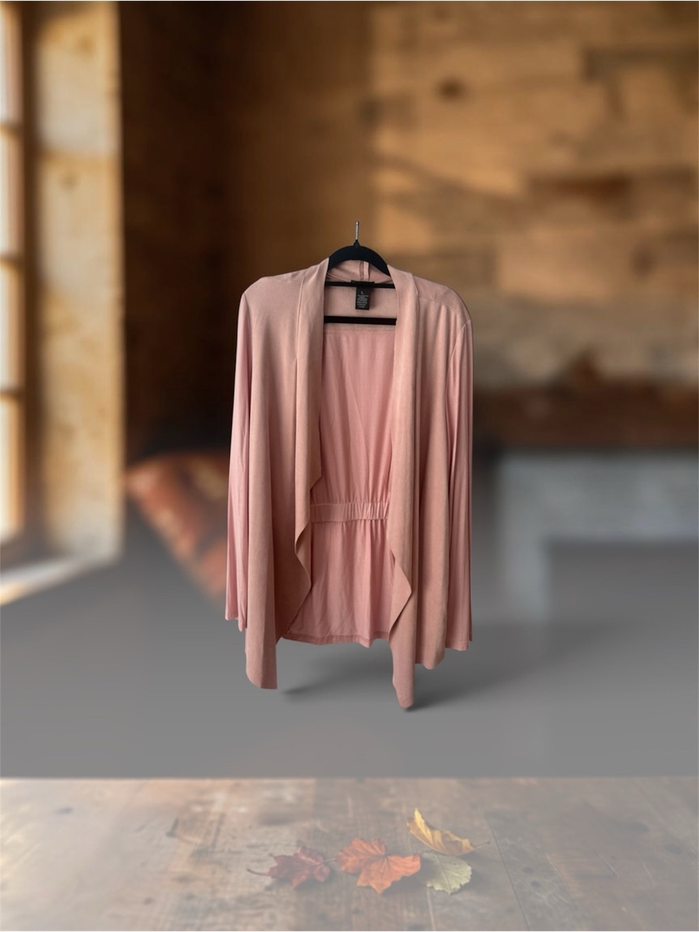 New Directions Dusty Pink Open-Front Women's Cardigan (LG)
